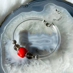 Браслет из Коралла и Раухтопаза 19 см +