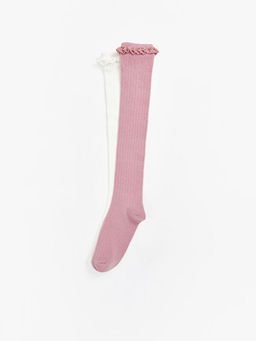 Dantel Detayl? K?z ?ocuk Diz Alt? ?orap 2li