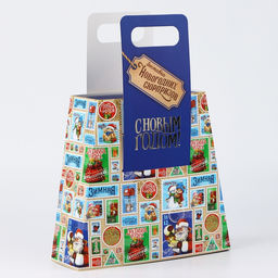 Коробка подарочная новогодняя складная с ручками «С новым годом» 23×8×32 см