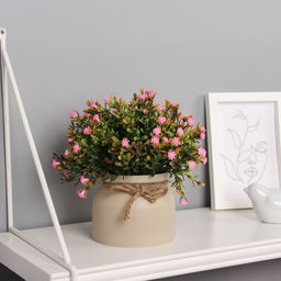 Искусственный цветок в горшке Астра махровая мини, 17?10 см, МИКС