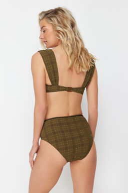 Haki Dokulu Kapl? Aksesuarl? Yuksek Bel Regular Bikini Alt? TBESS21BA0167