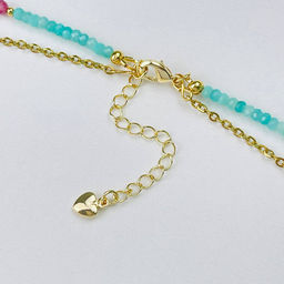 Колье двойное из Амазонита, Розового кварца и розового Турмалина - Радуга самоцветов фото 4