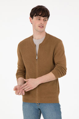 Мужской базовый трикотажный кардиган цвета хаки меланж Неожиданная скидка в корзине