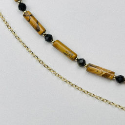 Колье из песочной Яшмы и Обсидиана с подвеской - Радуга самоцветов фото 4