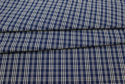 Пестрядь этнографическая под домоткань Белая клетка на темно-синем, ш.1.6м, хлопок-100% - Купава фото 4