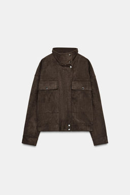 OVERSIZE FAUX SUEDE BOMBER JACKET - Zara фото 8