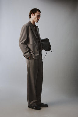 PANTAL?N WIDE FIT TRAJE ESTRUCTURA RELAXED FIT / Marr?n / Topo - Zara фото 4