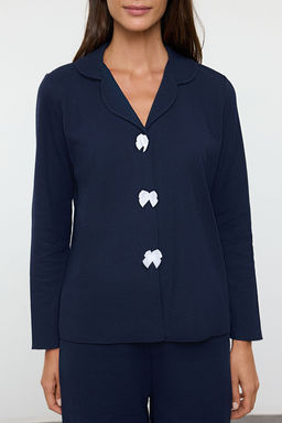 Trendyolmilla Bej Kurdele/Fiyonklu Waffle Kumas Orme Pijama Tak?m? THMAW25PT00195 фото 13