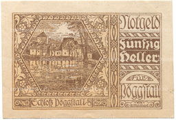 Банкнота 50 геллеров 1920 года Австрия  Пёггшталь (нотгельд)
