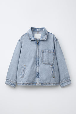 SOBRECAMISA DENIM CAPUCHA DESMONTABLE FELPA / Azul medio - Zara фото 2
