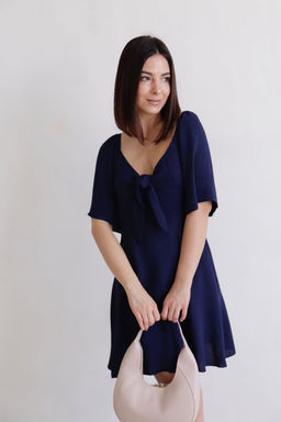 Martichelli Платье синее с завязками на груди  фото 9