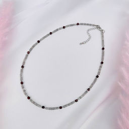 Бусы-Чокер из Лабрадора и Граната 38 см +