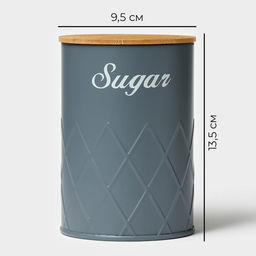 Банка для сахара Magistro Sugar Graphite, 9.513.5 см, с бамбуковой крышкой, серая фото 3