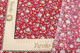 Импорт. хлопок "Розы сиренево-бордовые" цв.малиново-красный, ш.1.45м, хлопок-100%, 110гр/м.кв