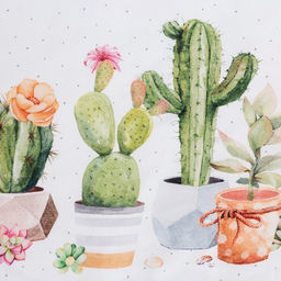 Скатерть Этель Кактусы 180х147 см, 100% хлопок, рогожка 160 гр/м2  фото 3