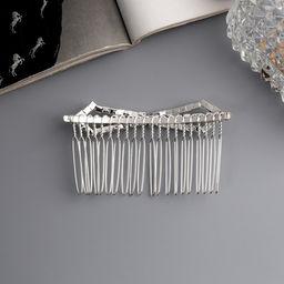 Цена за 2 шт. Гребень для волос QF «Медея», бант углы, 8×4 см, серебро