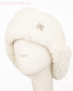 Бархат корот.уши барашек Ушанка лого МА стразы флис (56-58)
