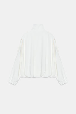 CHAQUETA BOMBER CUELLO SUBIDO / Blanco roto - Zara фото 8