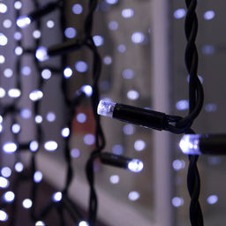 Гирлянда «Занавес» 2×6 м, IP65, УМС, тёмная каучуковая нить, 1000 LED, свечение белое, 220 В