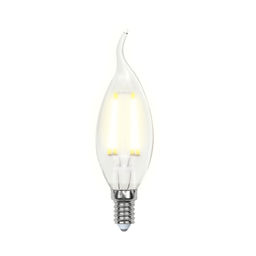 LED-CW35-5W/WW/E14/CL/DIM GLA01TR Лампа светодиодная диммируемая. Форма "свеча на ветру", прозрачная. Серия Air. Теплый белый свет (3000K). Картон. ТМ Uniel