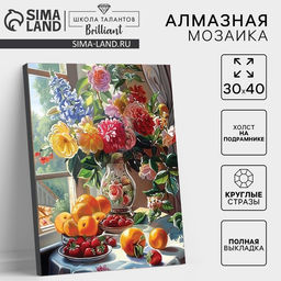 Алмазная мозаика с полным заполнением на холсте с подрамником Натюрморт, 30?40 см