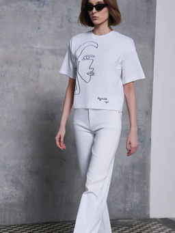CONTE Свободная футболка из хлопка с рисунком Born in love LD 2675 white-profile