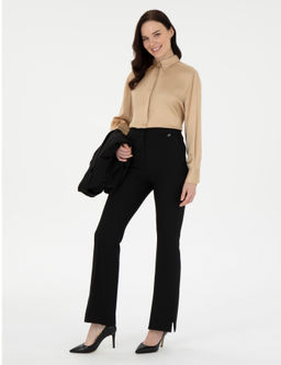 Siyah Flare Fit Kuma_ Pantolon