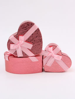 Набор подарочных коробок сердце 3 в 1, розовый, 22?20?9; 18.5?17?7.5; 16?14?6 см