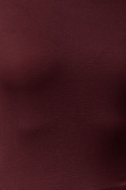 Bordo Premium Viskon Bisiklet Yaka Crop Esnek Orme Bluz TWOAW24BZ00116