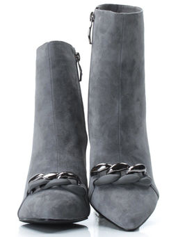 01-PCM343-6 DK. GRAY Ботинки демисезонные женские (натуральная замша, байка)