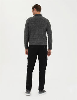 Siyah Slim Fit Kanvas Pantolon