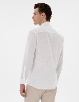 Beyaz Slim Fit Keten G_r_n_ml_ G_mlek - Pierre cardin фото 5