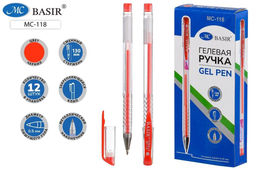 Цена за 5 шт. Ручка гелевая BASIR (MC-118) красная, 0.5мм