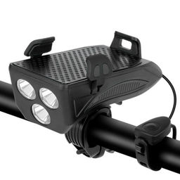 Фонарь передний COMIRON HOLDER ABS, IPX5; 3*T6 LED, 400lm 4800mAh USB индикатор заряда POWER BANK сигнал 130Дб крепление смартфона чёрный /уп 20/80/ - Галеонтрейд фото 7