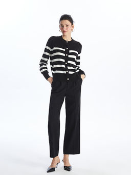 Bisiklet Yaka ?izgili Kad?n Triko H?rka