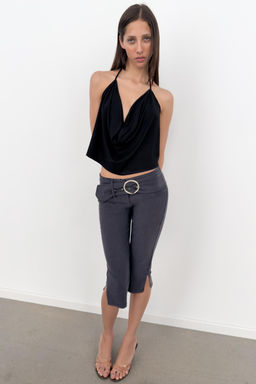 PANTAL?N CAPRI CINTUR?N / Gris oscuro - Zara фото 6