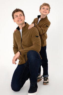 Erkek Гocuk FermuarlД Haki Polar Sweatshirt