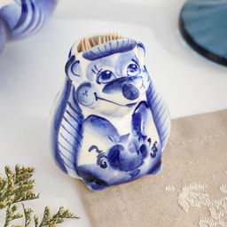 Подставка для зубочисток Ёж, фарфор гжель