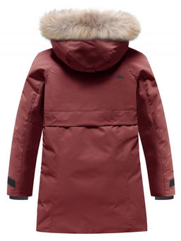Парка зимняя подростковая для девочки с капюшоном и мехом бордового цвета 9534Bo