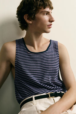 CAMISETA TANK PUNTO JACQUARD RAYAS / Lila - Zara фото 5