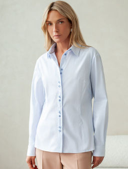 D29.273 Блузка женская белый-голубой