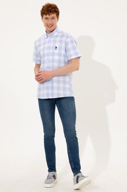 U. S. Polo Assn Мужская синяя рубашка с коротким рукавом - U.s. polo assn фото 4