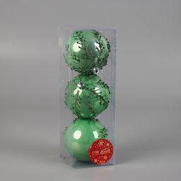 Ёлочные игрушки Хайдвин, шары новогодние, d=8 см, набор 3 шт., холодок, зелёный - Зимнее волшебство фото 2