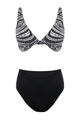 Etnik Desenli Balconette Kapl? Yuksek Bel Regular Bikini Tak?m? TBESS26BT00017