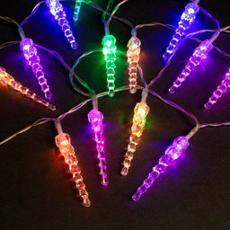 Гирлянда Нить 3 м с насадками Сосульки 7.5 см, IP20, прозрачная нить, 20 LED, свечение мульти (RG/RB), мигание, USB - Luazon lighting фото 2