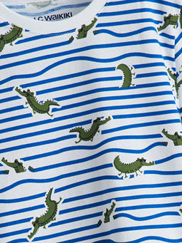 Dinozor Bask?l? Erkek ?ocuk ?ortlu Pijama Tak?m?