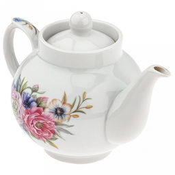 Чайник заварочный фарфоровый "Розы 3D" 2 вариант 700мл, форма "Рубин" (Россия)