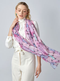 с котиками! Большой, мягкий, тонкий и очень нежный двусторонний палантин с рисунком - Tantino фото 3