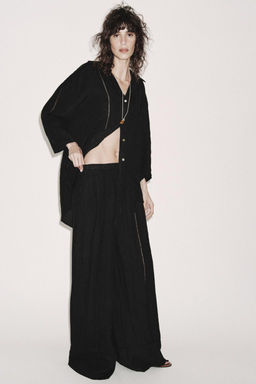 ZW COLLECTION 100% LINEN PALAZZO TROUSERS