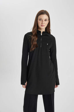 DeFactoFit Длинная футболка с воротником-стойкой и принтом в стиле спортсмен с длинными рукавами  фото 4